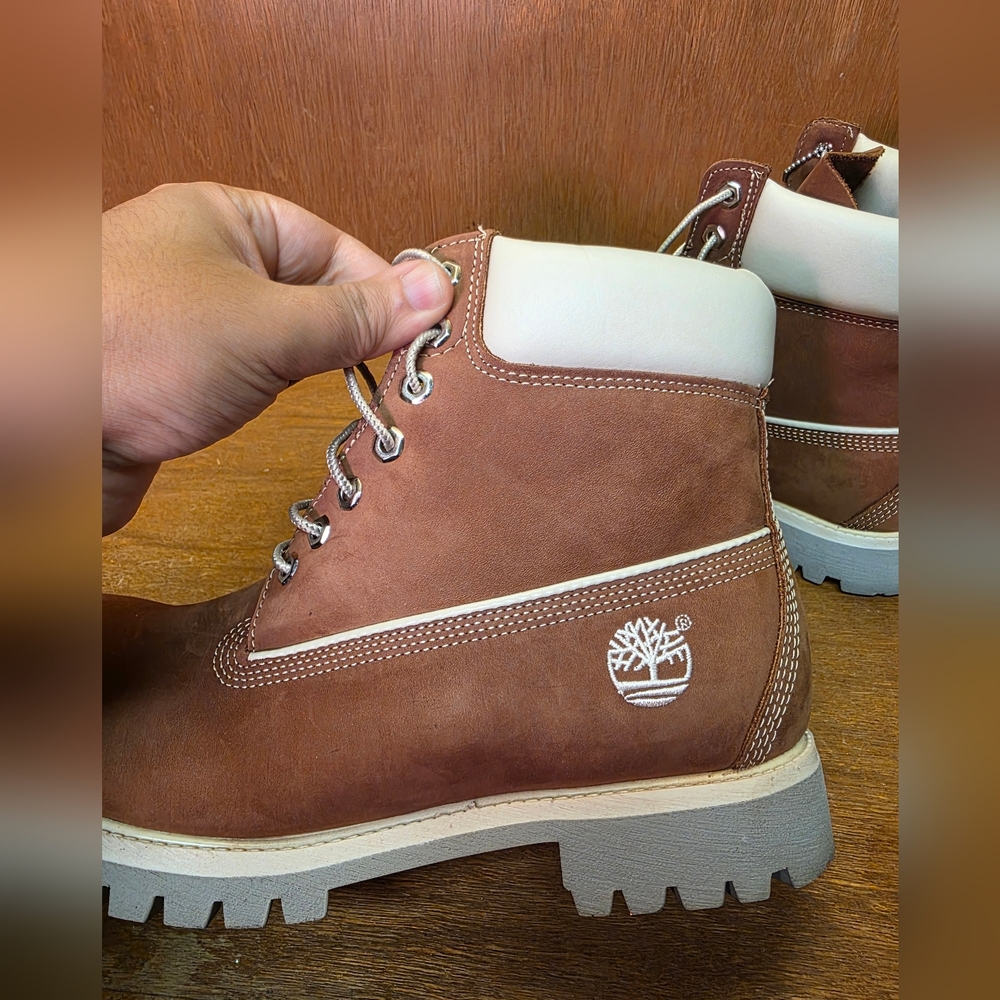 VINTAGE MADE IN USA TIMBERLAND BOOTS 6" PREMIUM AMERICAN CRAFT 11 Cinnamon Cream - Picture 11 of 15